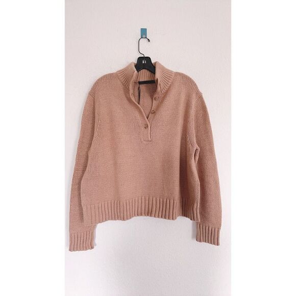 JENNI KAYNE Chase Button Pullover Camel L - Picture 5 of 9